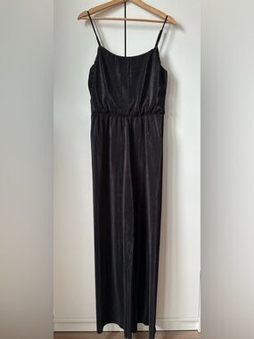 Forever 21 Black Pleated Spaghetti Strap Jumpsuit